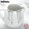 WOSTU New Arrival 925 Silver Dazzling Star Tassels Drop Earrings For Women Fashion Silver Jewelry Gift For Wife CQE399