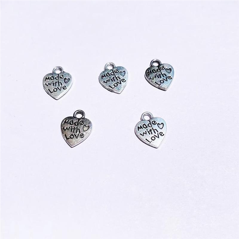 Love Heart Pendant Charm Alloy Jewelry for DIY Bracelets & Necklaces