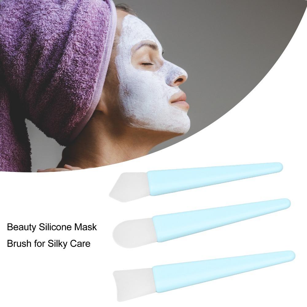 3pcs Lightweight Design Silicone Brush Applicator Kit Easy to Clean Soft Makeup Brushes Home Use