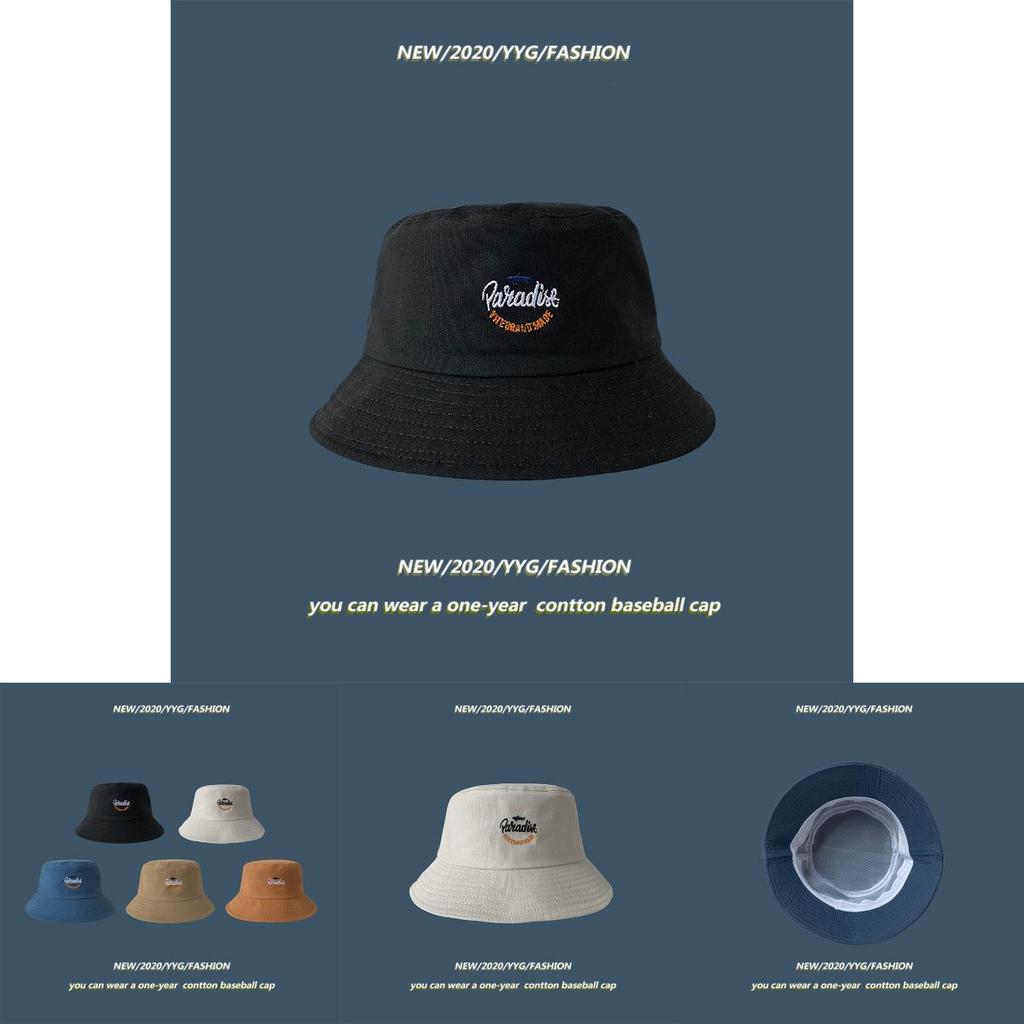 Stylish Unisex Cotton Bucket Hat With Shark Embroidery Breathable And Sunblock