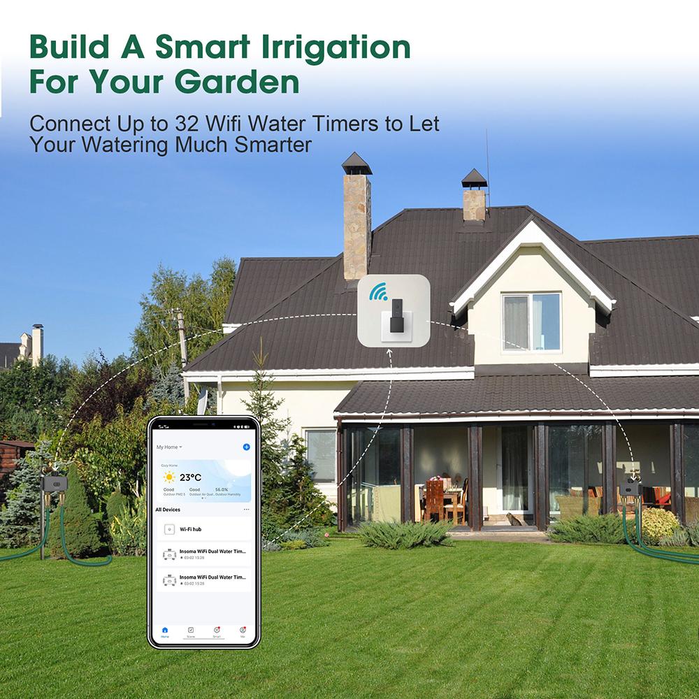 Temporizador de Agua Inteligente Tuya Zigbee/BT Controlador de Riego Automático 2 Salidas Aspersor Sistema de Riego para Jardín Soporte Alexa Google