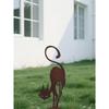 Outdoor Metal Cat Garden Statue Vintage Black Gothic Yard Ornament for Halloween Christmas Decor Iron Fence Sculpture Gift for Cat Lovers