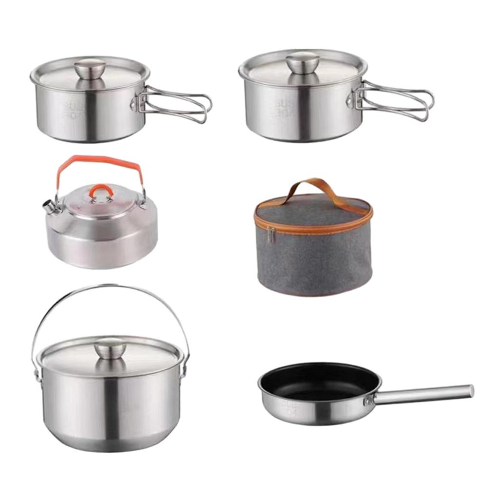 Camping Cookware Kit Hanging Pot Utensils Indoors Fishing Picnic Outdoor with kettle