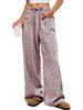 2026 Women's European & American Plaid Trousers - Spring/Summer Casual, Loose Fit, Elastic Waist, Wide Leg with Pockets