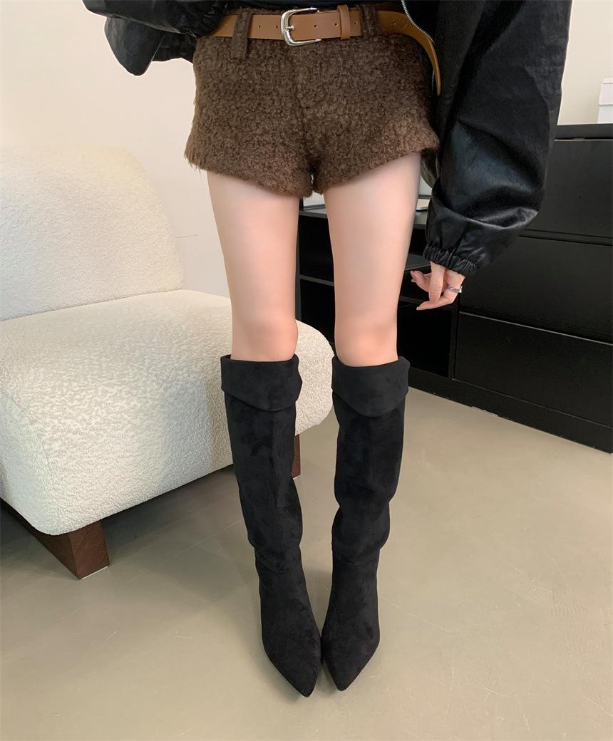 

Western cowboy boots women s 2025 autumn and winter new pointed high-heeled boots stacking boots retro boots 39