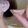Real gold electroplated silver needle zircon pony stud earrings set natal year fashionable versatile earrings light luxury high-end earrings