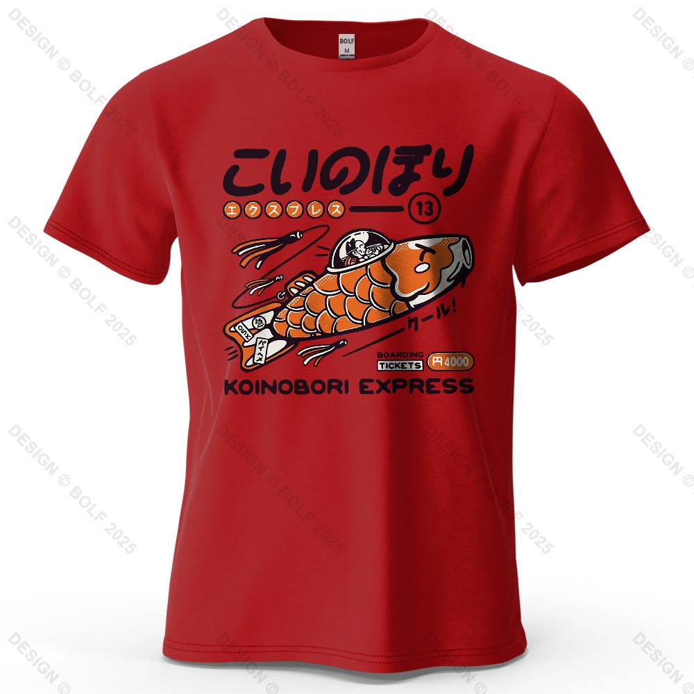 

Koinobori Express Printed Men s T-Shirt 100% Cotton Oversized Harajuku Graphic Tees for Women Tops Tees Casual Streetwear XXXL вина червоного кольору