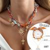 1SET European and American vacation ins shell starfish silk scarf stacked necklace, niche exotic love flower item jewelry women