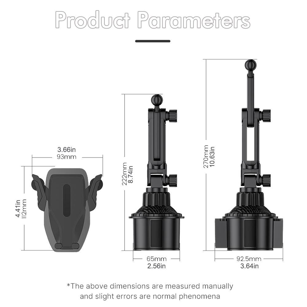 Car Cup Holder Phone Mount with 360-Degree Rotation Navigation Mount with Triangular Gravity Support Reserved Charging Port