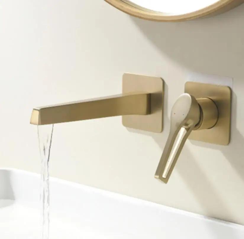 black rose gold Wall Mounted Basin Faucet Brass Foldable and Bathroom Taps Single Handle Dual Holes Mixer Tap Faucet Cold Hot