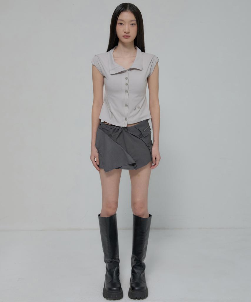 Peulleeoeob Paneled Half Shirts (Fl-123_Gray)