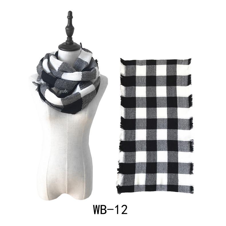 Wind autumn and winter women's warm colorful grid imitation cashmere double-sided fringed grid scarf