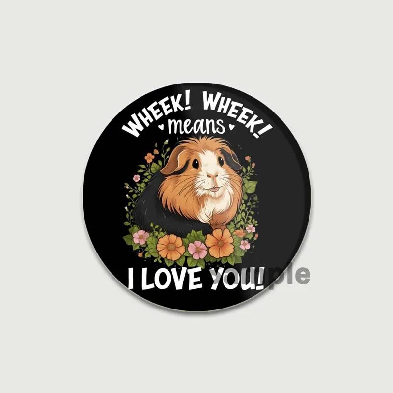 32/44/58mm Funny Brooch Pins for Backpack Clothes Round Tinplate Enamel Pin Custom Pig Love Snowman Wolf Art Badge Jewelry Gifts