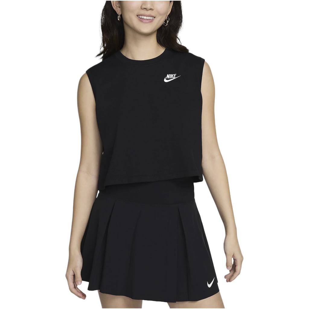 Nike Sportswear Club Embroidered Logo Sleeveless Casual Tank Top Women Tops Black FV5506-010