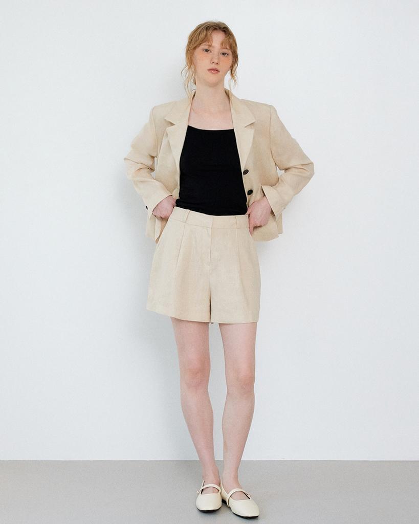 SISTERHOOD Basic Linen Shorts - Beige