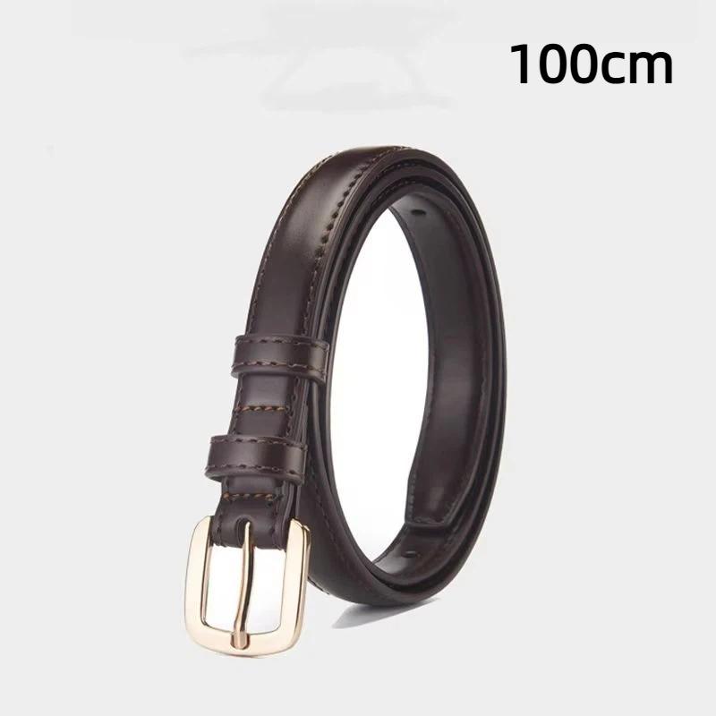 Women'S Belt With Fine Matching Western Pants 2Cm Wide Pu Leather Metal Buckle Belt Simple Versatile Decoration