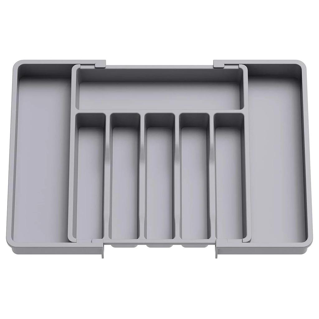 Upgraded Adjustable Plastic Cutlery Drawer Organizer Divided Storage Tray Space Saving Holder for Kitchen Knives Spoons Tableware
