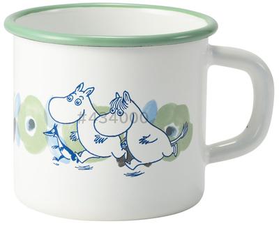 Fuji Enamel Moomin Flower Garden Mug, 7cm, Olive, MTH-7MG.2