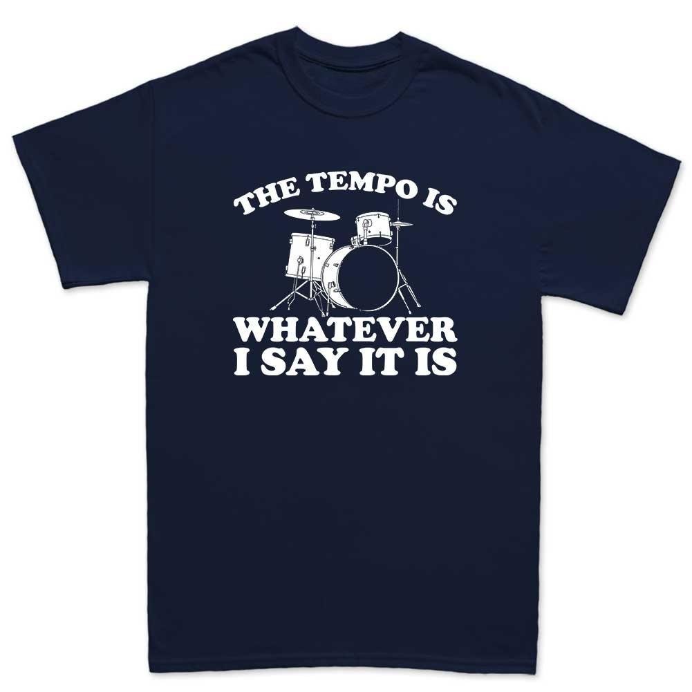 

Men Womens Vintage Drummer The Tempo Is What I Say It Is Drum Graphic Letter Print TShirt Men Oversize Tee Cotton Unisex Top 4XL