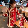 MIMIHELLO Girls' Plush-Lined Chinese Style Cheongsam Dress