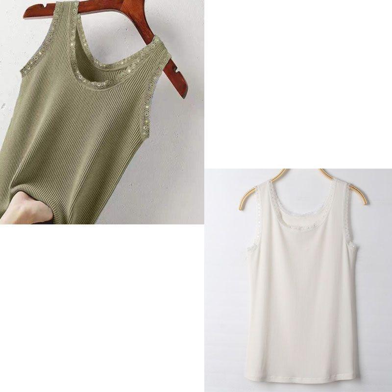 Modal Summer Knitted Threaded Suspender Vest Women's Lace Edge Large Size Slim Fit Outside Wear Bottom Shirt Vest
