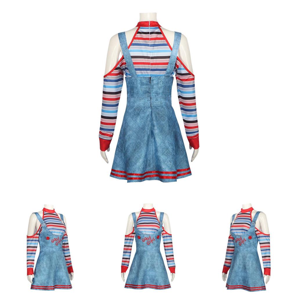 Childs Play Chucky Cosplay Kostüm Aus Polyesterstoff Für Halloween-Mottopartys