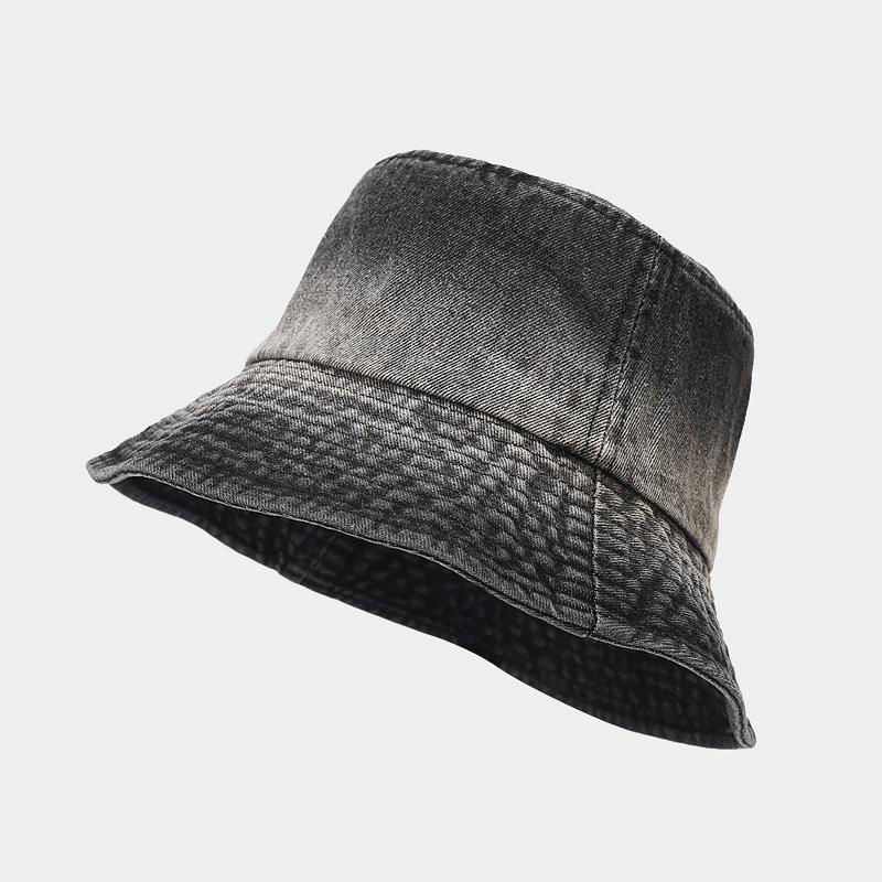 Denim Bucket Hat New Contrasting Color Washed Retro Basin Hat Women's Tide Spring and Summer Outdoor Sun Protection Hat