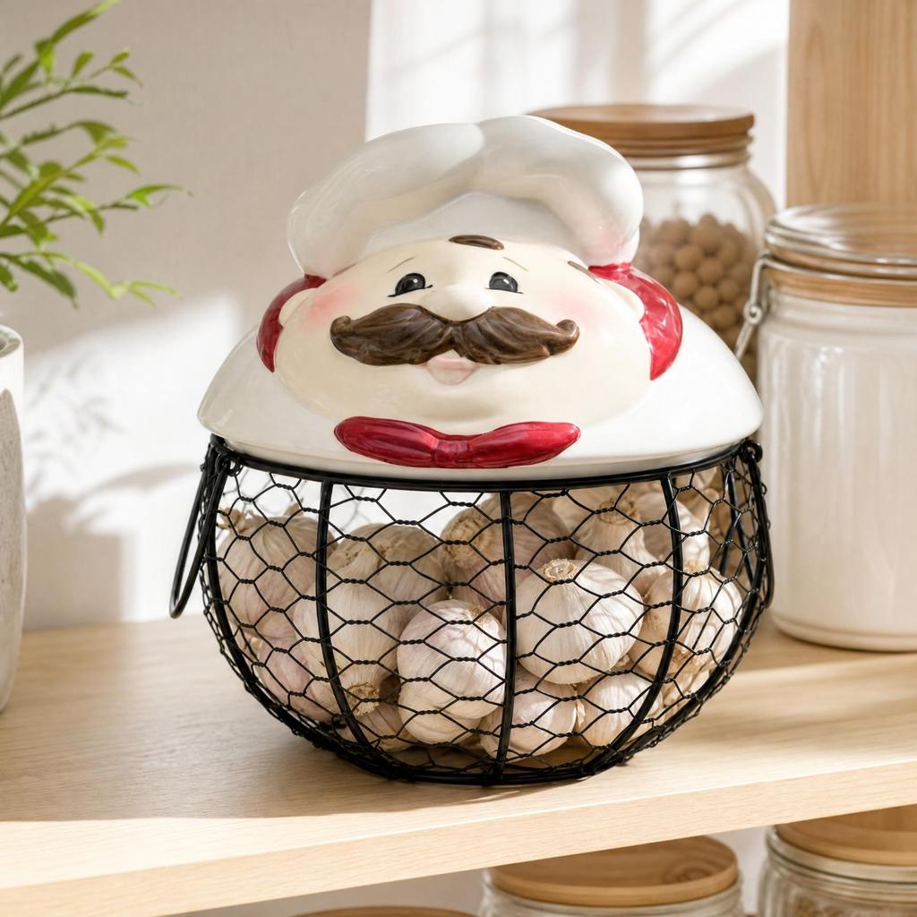 Chef-Topped Wire Basket Black Decorative Storage Breathable
