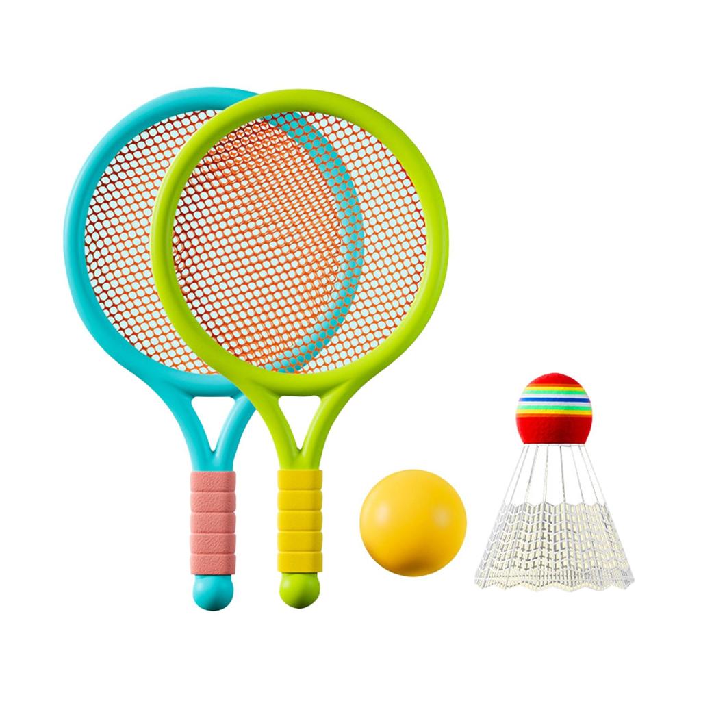 Set da tennis e badminton per bambini con pallina, volano, racchette da tennis per giocattoli da spiaggia, per principianti, ragazzi, interni ed esterni