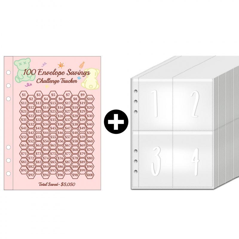 Папка для челленджа 100 конвертов листы расходов для бюджетирования и экономии денег забавный челлендж для пар блокноты для мероприятий 759₽