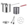 Small Deep Fryer with Basket Pot Removable Frying Basket, Durable Stainless Steel Compact Oil Filter French Fry Pan Pot, No Spill Saving for Fries And