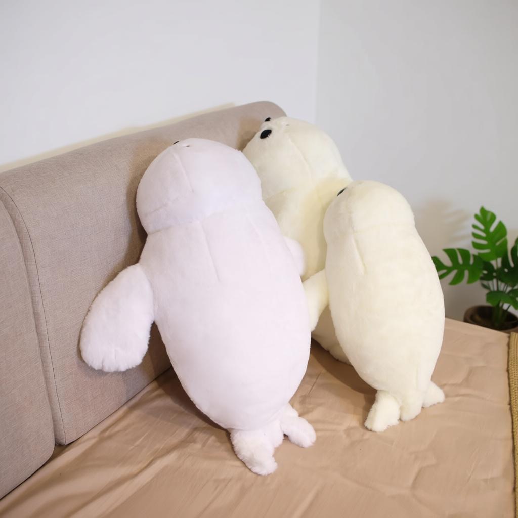 5060Cm Mignon Phoque Blanc Peluche Jouet Dessin Animé Animal Marin Poupée Remplie Oreiller Doux Allongé Cadeau d'Anniversaire de Fête Pour Enfants Garçons Filles