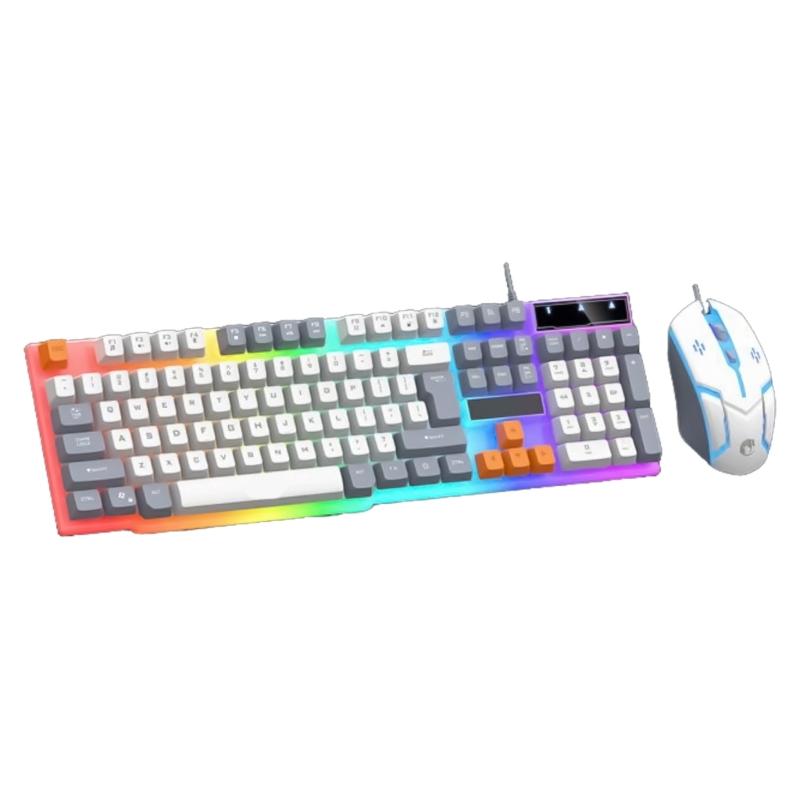 Corded Gaming Keyboard and Mouse Combo LED Backlit Mechanical Keyboard 1600DPI Mouse Keyboard PC Gamer Accessories