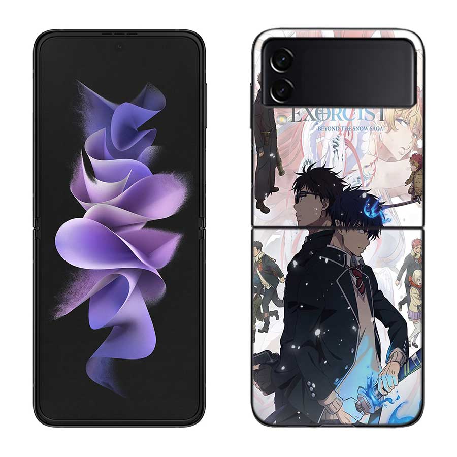 Anime Ao no Exorcist Okumura Rin Phone Case For Samsung Z Flip 7 6 5G Galaxy Z Flip 5 4 3 Black Hard Cell Cover Luxury PC Shell