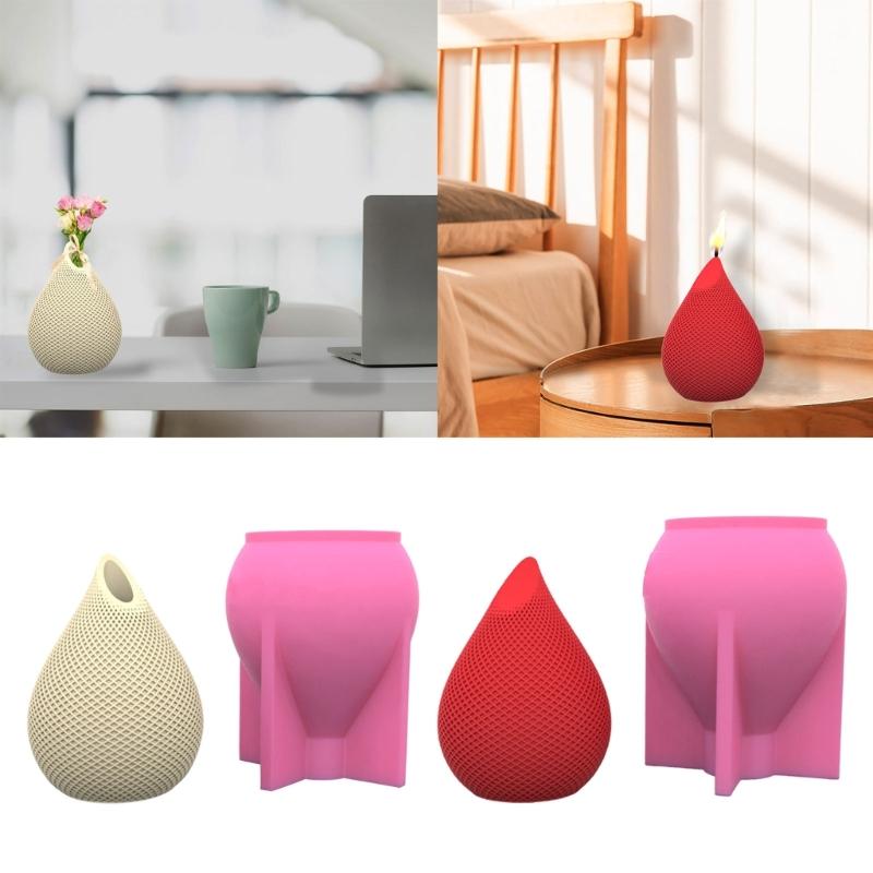 Water Drop Candle Mold for Candle Making Flower Pot Silicone Mold Aromatherapy Candles Mould for DIY Crafts Home Decor