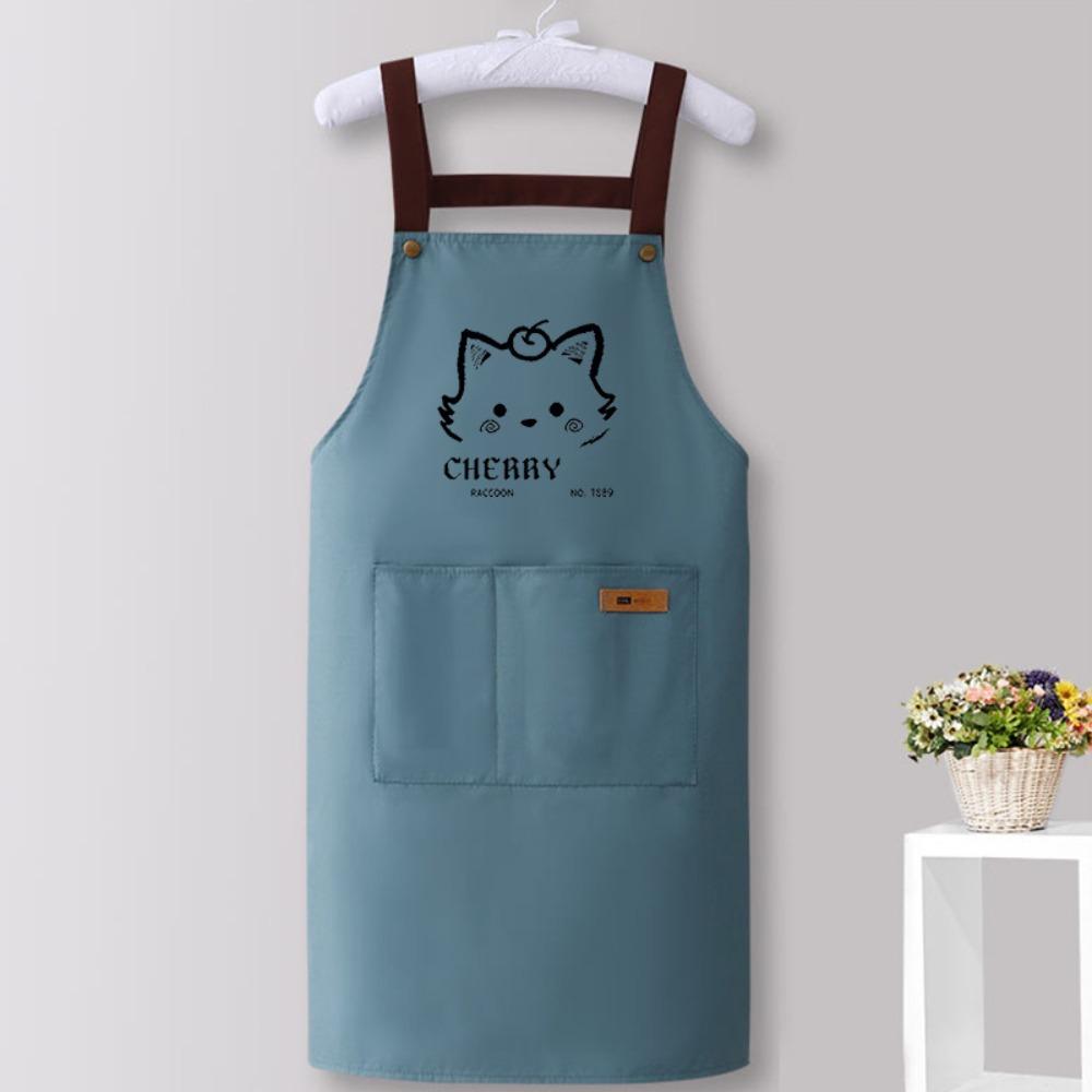 Cartoon Cats Printing Kitchen Apron Oil Proof Easy To Clean Workwear Apron Waterproof Restaurant Uniform