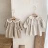 Girls' Korean Corduroy Princess Dress with Lace Lapel, Long Sleeves, Autumn/Winter