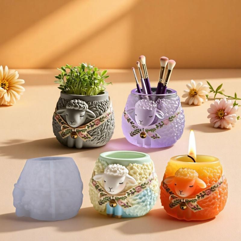 Sheep Shape Silicone Molds Crafting Supplies Perfect for Creating Resin Planter Jewelry Containers Detailed Pattern