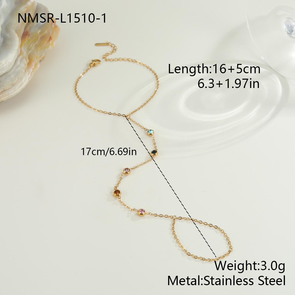 GEMCHIC Women s 18K Gold Plated Stainless Steel Oval Zircon Finger Chain Bracelet Hand Chain Fashion Minimalist Versatile