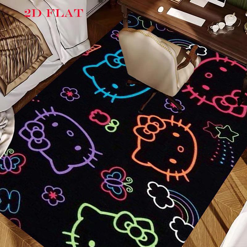 Hello Kitty Neon Stripes carpet Camping Trip Suitable For All Seasons Nap carpet Outdoor Plush carpet Bedroom