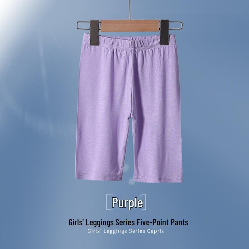 Kids' Summer Mid-Length Leggings: Modal Black or Thin White Girls' Five-Point Safety Pants