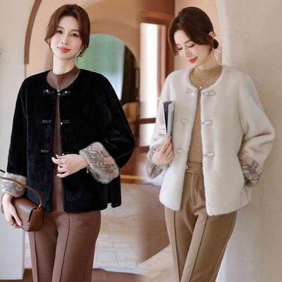 Buckle-packed Fur Integrated Mink Jacket Autumn and Winter New Imitation Fur Chinese Clothes