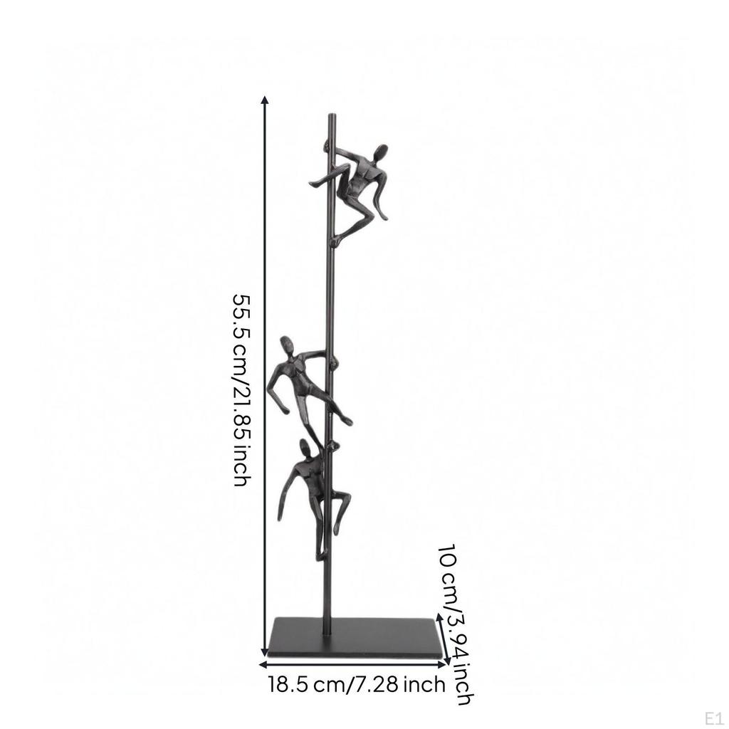 Scultura Figura Rampicante Finitura Opaca Statua Uomo Figurine in Metallo Saldato a Mano per Ufficio,