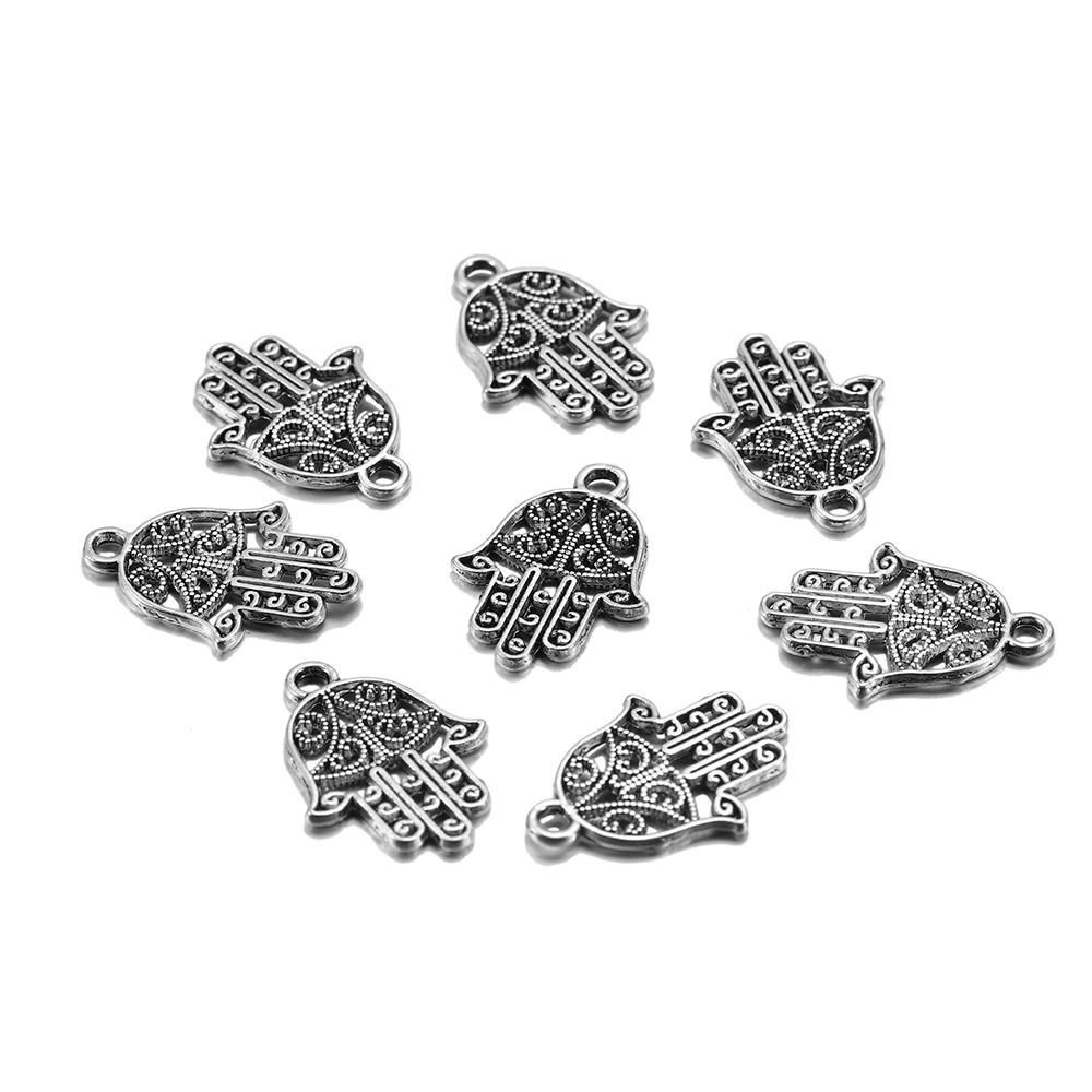 20pcs/lot 15*21mm Classic Antique Bronze Hand Fatima Charms Bracelet Pendants For DIY Necklace Jewelry Making Supplies