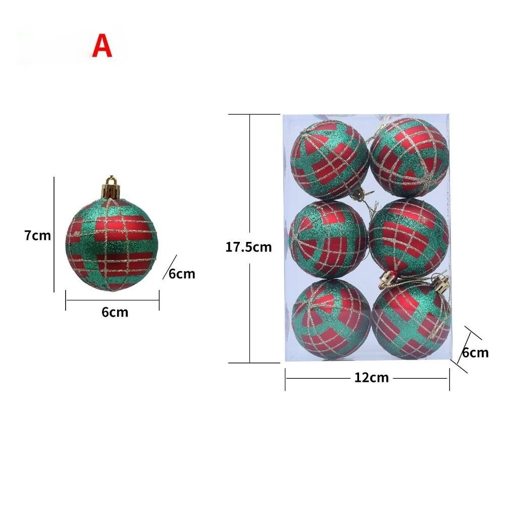 6PCS 6cm Christmas Ball Pendant DIY Christmas Supplies Xmas Tree Charm  for Christmas Celebration