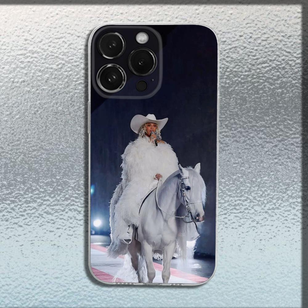 Singer B-Beyonce Cowboy Phone Case For iPhone 16,15,14,13,12,11 Plus,Pro,Max,XR,XS,X,Plus,SE,Mini Transparent Soft Cover
