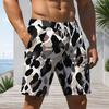 Men Big Size Abstract Marble Print Drawstring Beach Shorts Quick Dry Casual Swim Trunks With Pockets For Summer Holiday Surfing