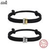 EFFIE QUEEN 925 Sterling Silber 14K Gold AAAA Zirkonia Schmuckstück Mit Schwarzer Seilkette Armband Verstellbar Geschenk APB07