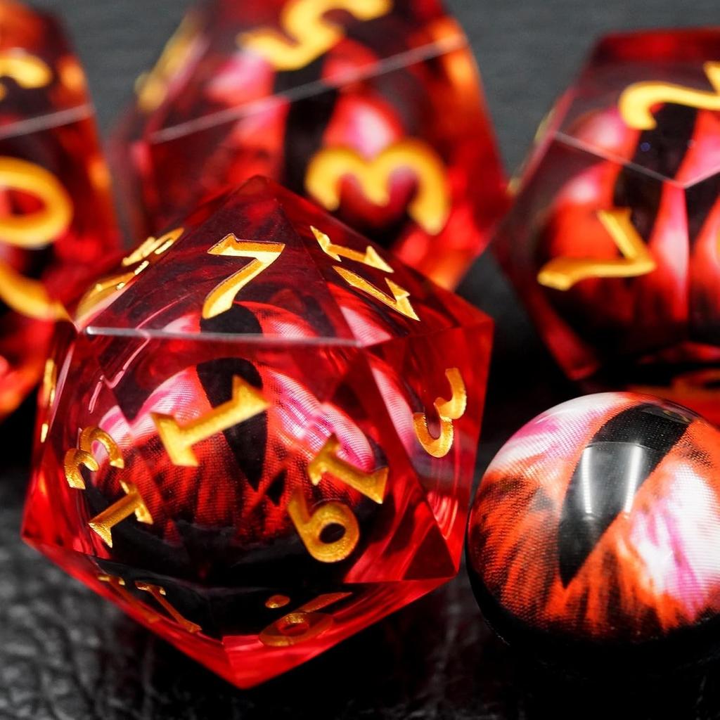 Dragon Eyeball Dice Set, 7PCS Sharp Edge D&D Dice with Gift Case for Dungeons and Dragons Table Game