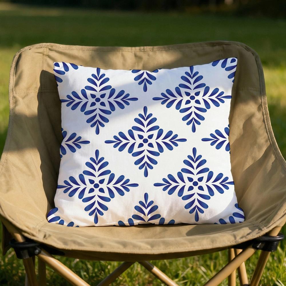 Traditional Blue and White Porcelain Cushion Cover Soft Reversible Durable Pillow Cover for Home Car Daily Comfort